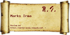 Marks Irma névjegykártya